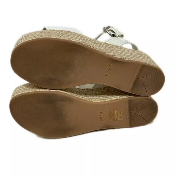 100% Authentic PRADA White Leather Women's Sandals 209-102524 - Picture 4 of 7